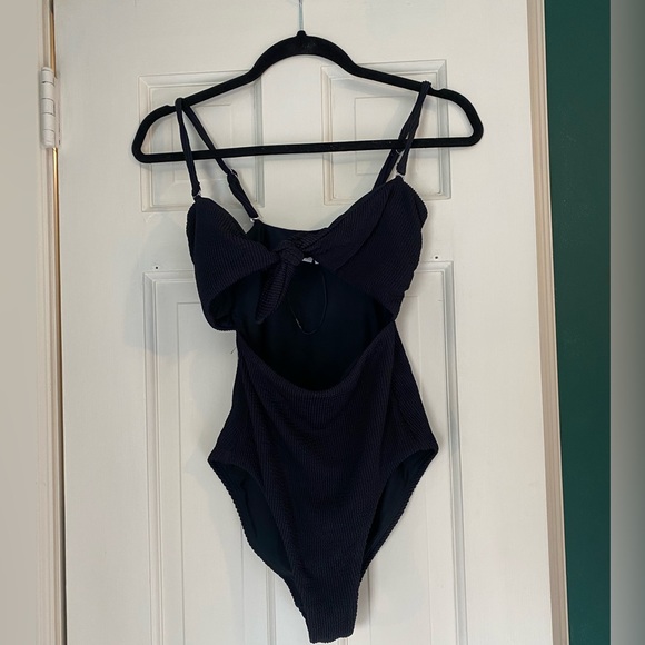 Veronica Beard Black Cut-Out One Piece Swimsuit - Picture 3 of 5